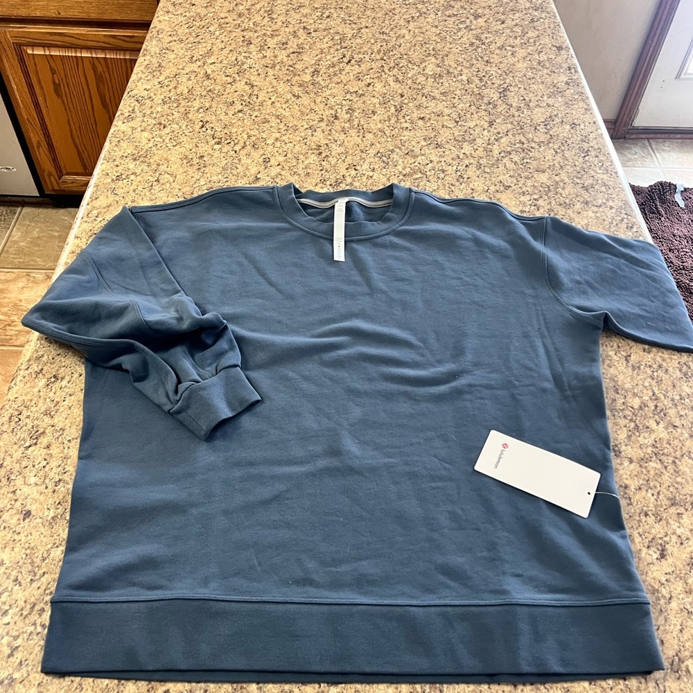 NWT Lululemon athleta perfectly oversized terry Steel Blue terry Sweatshirt 12 - Picture 8 of 8